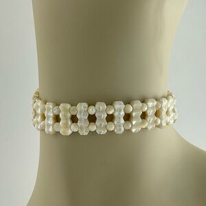 Vintage Mother of Pearl Choker Necklace, Statement Necklace, Neutral